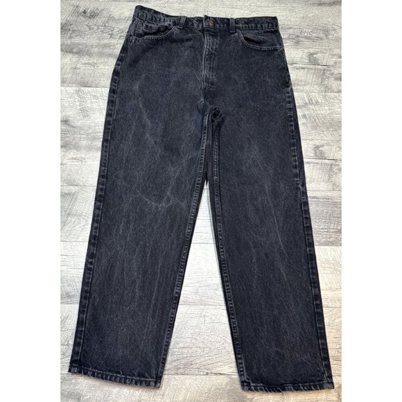 Vintage Levis 554 Denim Jeans Mens 38x30 Black Relaxed Baggy Distressed USA 90s - Picture 1 of 14